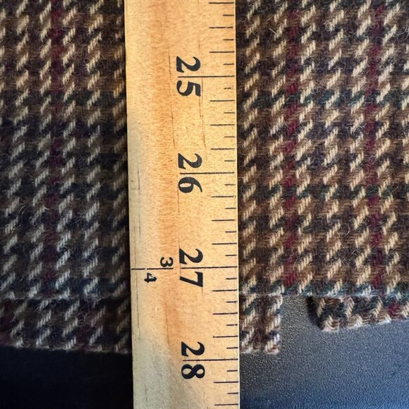 Vintage 70s Alfred Dunner Brown 100% Wool Houndstooth Midi Skirt, Size 12 - Picture 8 of 9